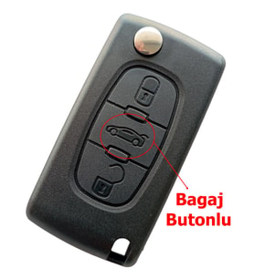 Peugeot Partner 207 208 308 407 508 3 Tuşlu Kumanda Anahtar Kabı Pil Yataksız Logolu