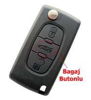 Peugeot Partner 207 208 308 407 508 3 Tuşlu Kumanda Anahtar Kabı Pil Yataksız Logolu
