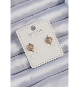 Xuping Rose Renk Zirkon Taşlı Yansımalı Oval Küpe TJ-BKP9414