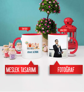 Tarih Öğretmeni Kupa Bardak Kırmızı Fotoğraflı