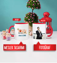 Tarih Öğretmeni Kupa Bardak Kırmızı Fotoğraflı