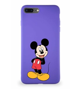 Apple iPhone 8 Plus Soft Premier Kapak Mickey Mouse-B Tasarımlı Silikon Kılıf - Mor (Şeffaf)