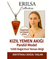 Sertifikalı Pandül Model Kızıl Yemen Akiği Kolye – Nazar ve Stres Karşıtı Koruma Taşı (Çok Renkli)