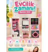 3'lü Gerçekçi Oyuncak Banyo ve Çamaşır Makinesi Seti - Aksesuarlı Evcilik Rol Yapma Oyunu (3+ Yaş)