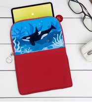 BK Gift Balıklar Tasarımlı Taşınabilir Koruyucu Tablet Kılıfı & Organizer Çanta - Kırmızı-1