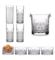 Paşabahçe Timeless 9 Parçalı Rakı Seti – 4 Rakı Bardağı, 4 Çerezlik, 1 Buz Kovası