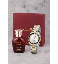 Polo Air Mercek Takvimli Kadın Kol Saati Ve 55 ml Parfüm Bordo Kutsunda Set Gold Gümüş Siyah Renk ST-2188S3