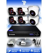 PICAM 6 Kameralı Panda 2 İç Kamera Set HDD'siz Full HD Gece Görüşlü Güvenlik Kamerası Sistemi