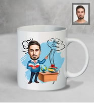 Kişiye Özel Öğretmen Karikatürlü Beyaz Kupa Bay-1