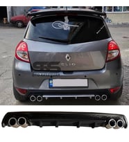 Renault Clio 3 Difüzör Arka Tampon Eki 4 Egzoz Çıkışlı Siyah Lüx Tip