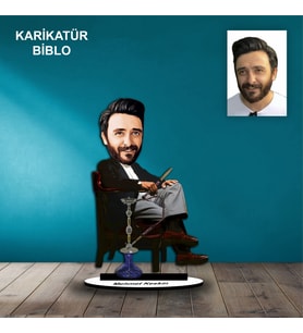 KİŞİYE ÖZEL ERKEK NARGİLECİ TASARIMLI KARİKATÜR BİBLO B62