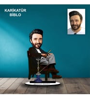 KİŞİYE ÖZEL ERKEK NARGİLECİ TASARIMLI KARİKATÜR BİBLO B62