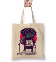 Black Dog Pug Köpek Bez Çanta Uzun Saplı