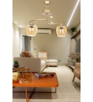 Modern Eskitme Kasa ve Bal Camlı 2’li Avize Seti