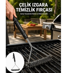 Uzun Saplı Paslanmaz Çelik Izgara Temizlik Fırçası Yeni Nesil