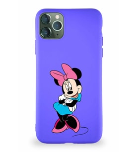 Apple iPhone 11 Pro Max Soft Premier Kapak Minnie Mouse-D Tasarımlı Silikon Kılıf - Mor (Şeffaf)