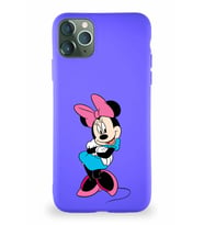 Apple iPhone 11 Pro Max Soft Premier Kapak Minnie Mouse-D Tasarımlı Silikon Kılıf - Mor (Şeffaf)