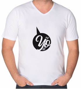 BK Gift Hey You Tasarımlı V Yaka Tişört-1 (Beyaz)