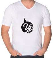 BK Gift Hey You Tasarımlı V Yaka Tişört-1 (Beyaz)