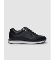 %100 Hakiki Deri Siyah Bağcıklı ve Fermuarlı Erkek Sneaker