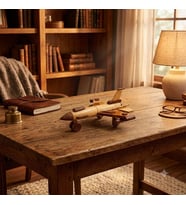 Vintage Ahşap Dekoratif Uçak Maketi El Yapımı Masaüstü Ofis Ev Dekoru Hediyelik Ahşap Uçak Modeli