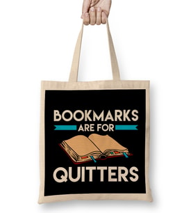 Bookmarks are for Quitters Funny Reading Pun Bez Çanta Uzun Saplı