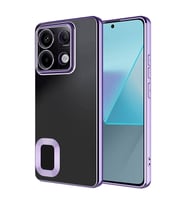 Xiaomi Redmi Note 13 4G Kılıf Logo Yeri Açık Kamera Lens Önü Korumalı Renkli Kenarlı Şeffaf Silikon (Lila)