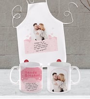 BK Gift Kişiye Özel El Yazı Mesajlı Fotoğraflı Beyaz Mutfak Önlüğü ve Kupa Seti-2