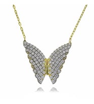 Kelebek Zirkon Taşlı 18K Altın Kolye (Karışık)