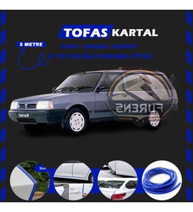 Tofaş Kartal Oto Araç Kapı Koruma Fitili 5metre Parlak Mavi Renk