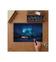 Kuzey Işıkları - Ahşap Ev - Doğa Manzarası Tasarımı 240 parça Ahşap Puzzle Ahşap Kutuda MP05651