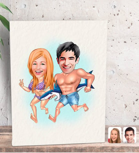 BK Gift Kişiye Özel Sevgililer Karikatürlü Dekoratif Mini Kanvas Tablo 15x20cm-8