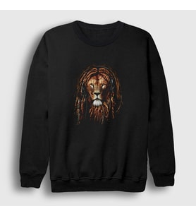 Presmono Unisex Siyah Rasta Lion Aslan Sweatshirt 305828tt
