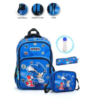 Speed Sonic Okul Çantası + Beslenme + Kalemlik + Suluk Super Sonic Çanta İlkokul Çantası Sırt Çanta (Çok Renkli)