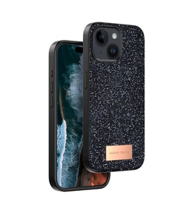 Northcity Apple iPhone 15 ile Uyumlu Bright Simli Kapak - Siyah, Boncuk İşlemeli Şık Telefon Kılıfı