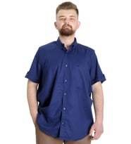 Mode XL Büyük Beden Erkek Gömlek Gabardin Kısa Kol Tek Cep 23302 İndigo