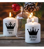 Kişiye Özel Queen And King Tasarımlı 2li Mum Seti