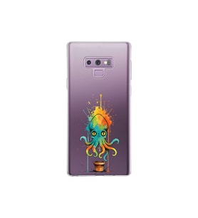 Samsung Galaxy Note 9 ile uyumlu Splash ahtapot tasarımlı şeffaf silikon kılıf