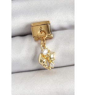 316L Çelik Sallantılı Zirkon Taşlı Deniz Kabuğu Ve Yıldız Model Gold Renk Nomination Charm 5886