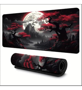 90X40 CM KARANLIK KIRMIZI AY TEMALI KAYDIRMAZ TABAN SPEED YÜZEY OYUNCU MOUSE PAD GAMİNG