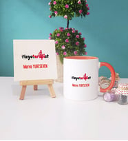Fizyoterapist Kupa Bardak Turuncu Dekoratif Taş Baskı