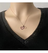 Rose Kaplama 3lü Kalpler Gümüş Kolye (Karışık)