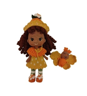Portakal Çiçeği Bebek ve Kelebeği Amigurumi Organik Oyuncak