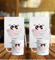 Arkadaşa Özel 2 li Beyaz Defter Kalem Kupa Set
