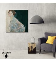 Kare Kanvas Tablo Ünlü Eserler Gustav Klimt-Dame in Weiß (1917-1918)