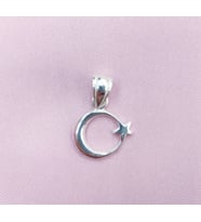 Gümüş ay yıldız kolye ucu
