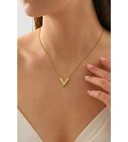 Figürlü Zirkon Taşlı Gold Bijuteri Kolye
