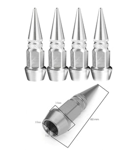 Oto Araba Sibop Kapağı Seti Metal Sivri 4'lü Set Krom 60 Mm (Mavi)