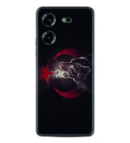 Tecno Pova 5 Kılıf Resimli Desenli Baskılı Silikon Kurt ve Ay Yıldız 1403