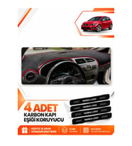 SEAT LEON (2005-2012) Uyumlu Ön Torpido Koruma Kılıfı Halısı - Siyah Kırmızı